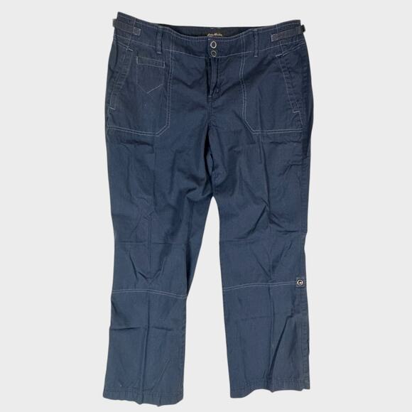 Eddie Bauer Pants - Eddie Bauer Blakely Fit Navy Blue Womens Pants Petite Size 14 14P Roll Up